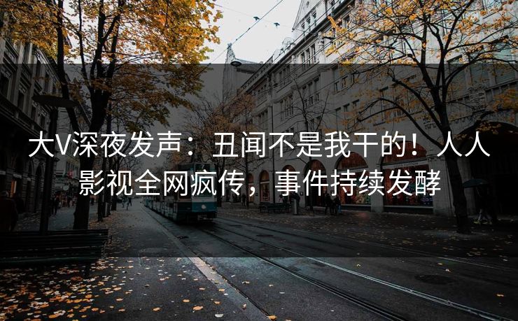 大V深夜发声：丑闻不是我干的！人人影视全网疯传，事件持续发酵