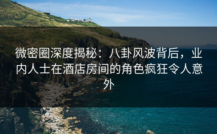 微密圈深度揭秘：八卦风波背后，业内人士在酒店房间的角色疯狂令人意外