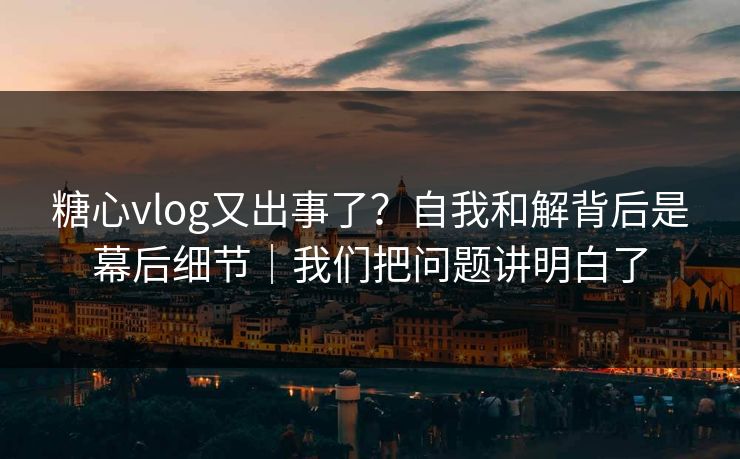 糖心vlog又出事了?自我和解背后是幕后细节|我们把问题讲明白了 糖心vlog又出事了?自我和解背后是幕后细节|我们把问题讲明白了